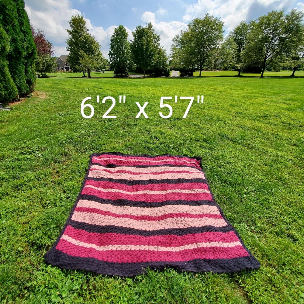 Berry Vintage Modern BOHO Crochet Afghan Blanket Throw - homemade with love 💗